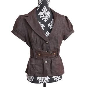 Women's Brown B. Wear Byer California Top with Belt Accent - XL